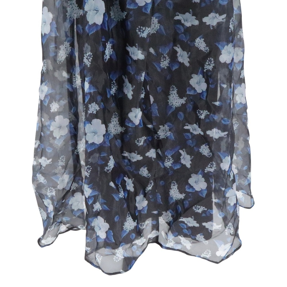 NWT Lulus Delightful Look Midi Dress Floral Organza Sweetheart Blue Black M - Picture 7 of 10